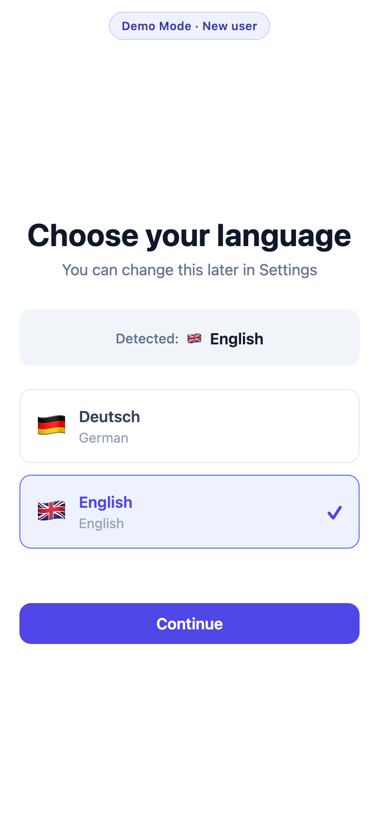 Bilingual language selection