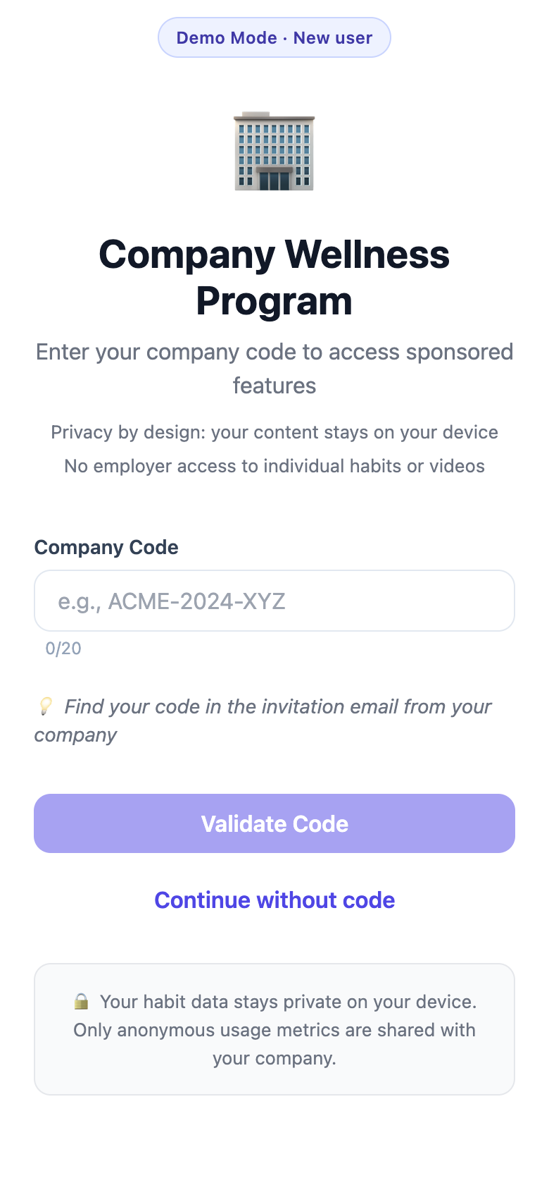 Company wellness program with privacy guarantees
